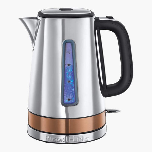 Russell Hobbs Luna Fast Boil Electric Kettle Cordless Stainless Steel 1.7 Litre Jug Kettle with Copper Accents, 24280