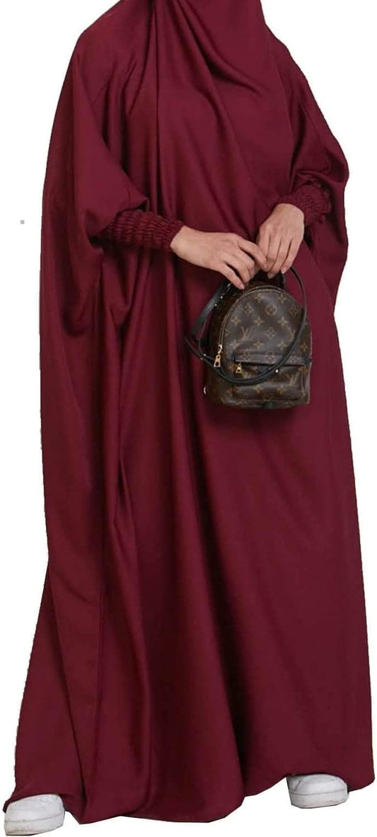 BOJON Women's Muslim One Piece Prayer Dress for Women Abaya Dress Islamic Middle East Dubai Turkey Maxi Abaya Kaftan with Hijab Dress Full Length