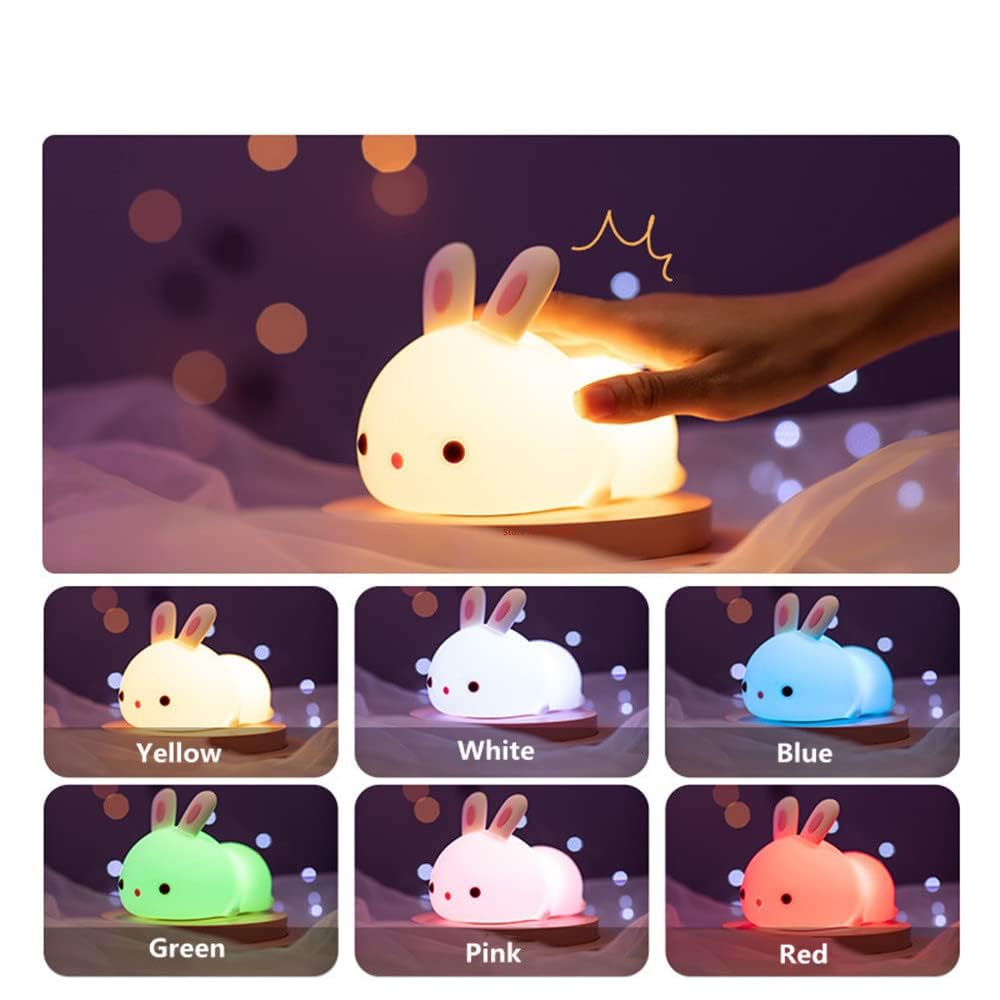 Dimanito Cute Kids Night Light Night Lamp Night Lights for Kids Bedroom Toddler Baby Portable Silicone Battery Led Nightlight Nursery (Cute Bunny)