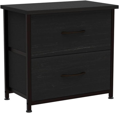 LUMTOK Greige Nightstand Set of 2 with Drawer, 2 Drawers Dresser for Bedroom, Small Night Stand and Dressers Sets with 2 Fabric Drawers, End Table with Drawer for Living Room, College Dorm (2PCS)