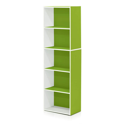 Furinno 5-Tier Reversible Color Open Shelf Bookcase, White/Pink 11055WH/PI