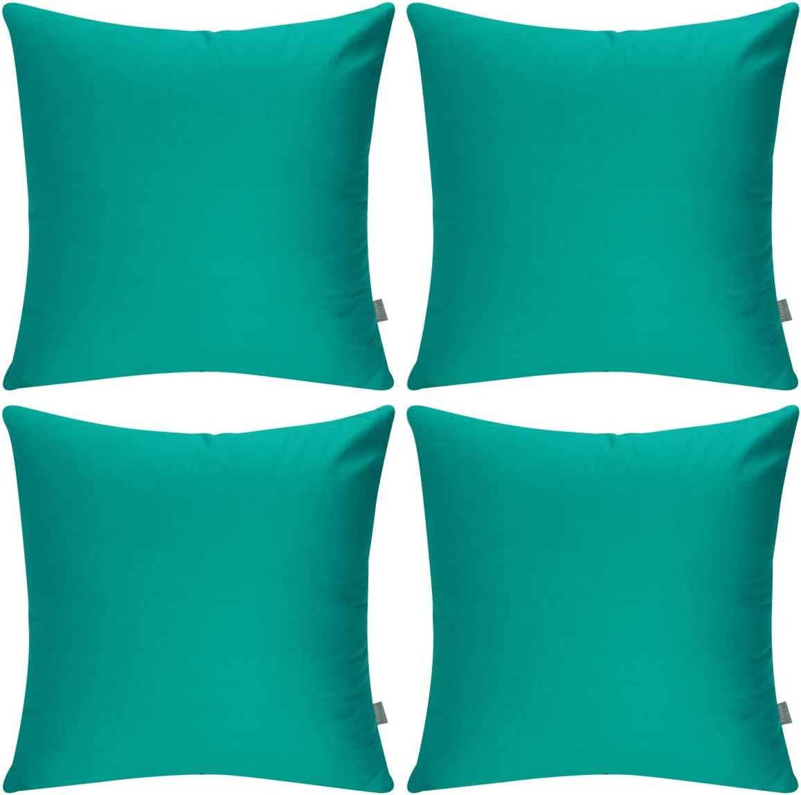 4-Pack 100% Cotton Comfortable Solid Decorative Throw Pillow Case Square Cushion Cover Pillowcase Sublimation Blank Pillow Covers(Cover Only,No Insert)(20x20inch/50x50cm, Christmas Green)