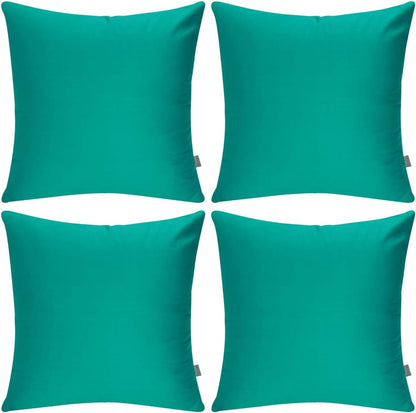 4-Pack 100% Cotton Comfortable Solid Decorative Throw Pillow Case Square Cushion Cover Pillowcase Sublimation Blank Pillow Covers(Cover Only,No Insert)(20x20inch/50x50cm, Christmas Green)