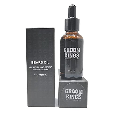 Groom Kings | Premium Beard Oil Conditioner | All Natural Ingrediants with Argan & Jojoba Oils | Softens & Strengthens Beards and Mustaches for Men | 30ML