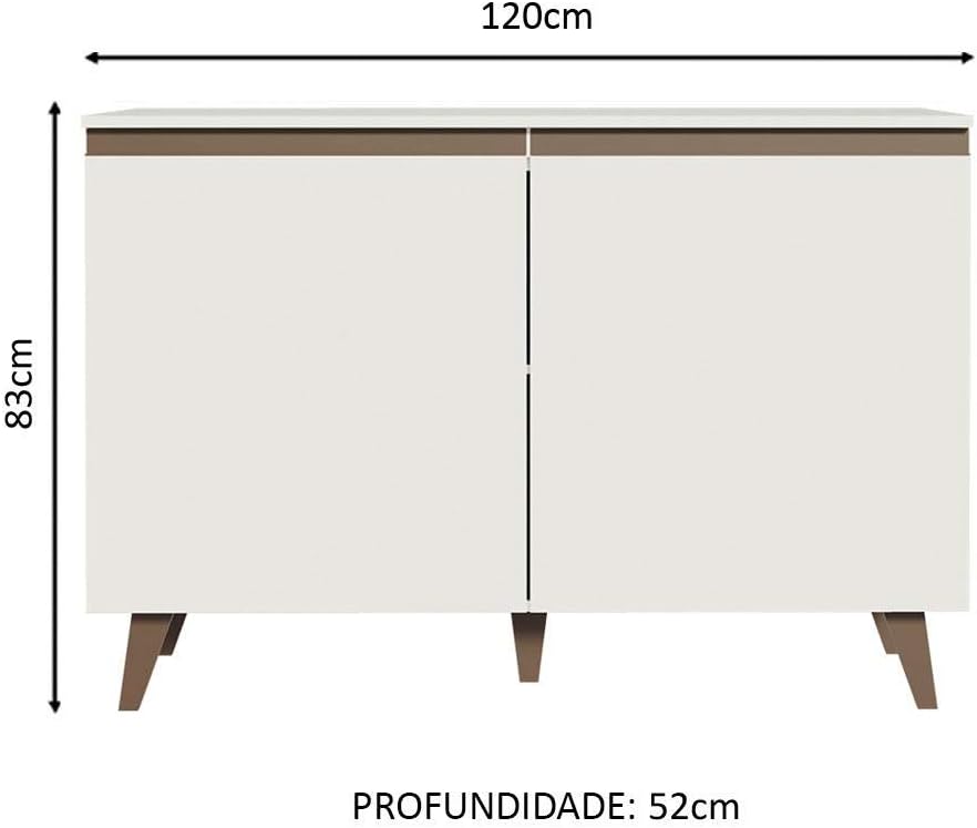 MADESA Coffee Table Sideboard with 2 Doors for Kitchen, Wood - 120 W x 83 H x 52 D Cm - White