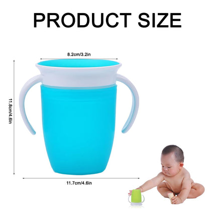 CRLED 2 PCS 360 Sippy Cup, Baby & Toddler Cups, 360 Toddler Cup, Non Spill Cup, 360 Trainer Cup Handle Shui Bei CAE