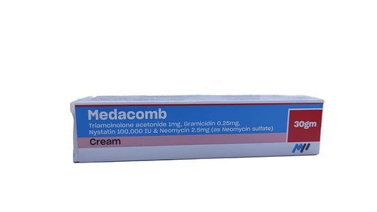 Medacomb Cream for Skin infections, Bacterial infections, Cutaneous infections, Vaginal infections, Wounds, Grazes, External ear infections, Diarrhea, Ulcers, Eye infections 30 gm