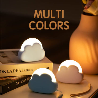 Valensole Cloud Kids Night Light, Cute Nursery Light for Baby, Bedroom Night Light with 2-color Dimmable, USB Rechargeable, Portable, LED with Silicone Detachable Lanyard, Camping Lamp (White)