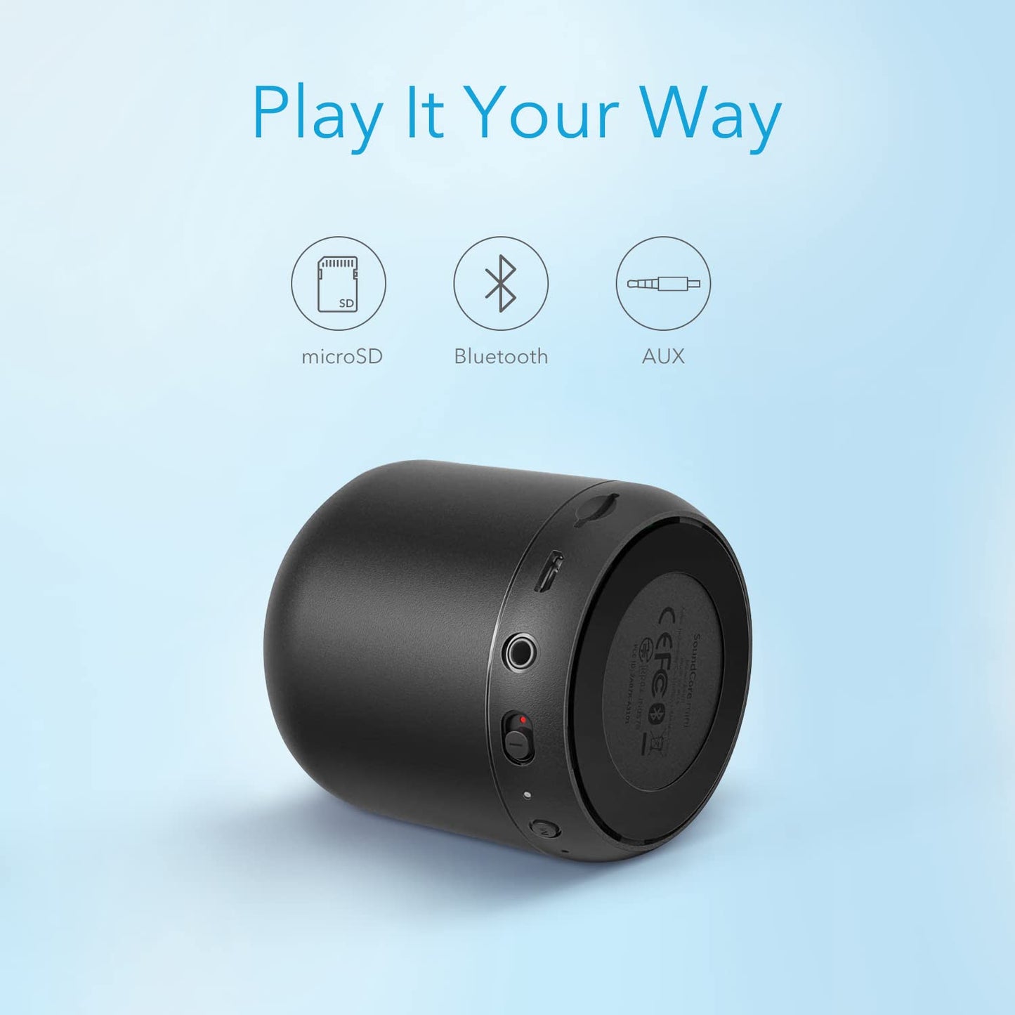 Anker SoundCore mini, Super-Portable Bluetooth Speaker with 15-Hour Playtime, 66-Foot Bluetooth Range, Enhanced Bass, Noise-Cancelling Microphone