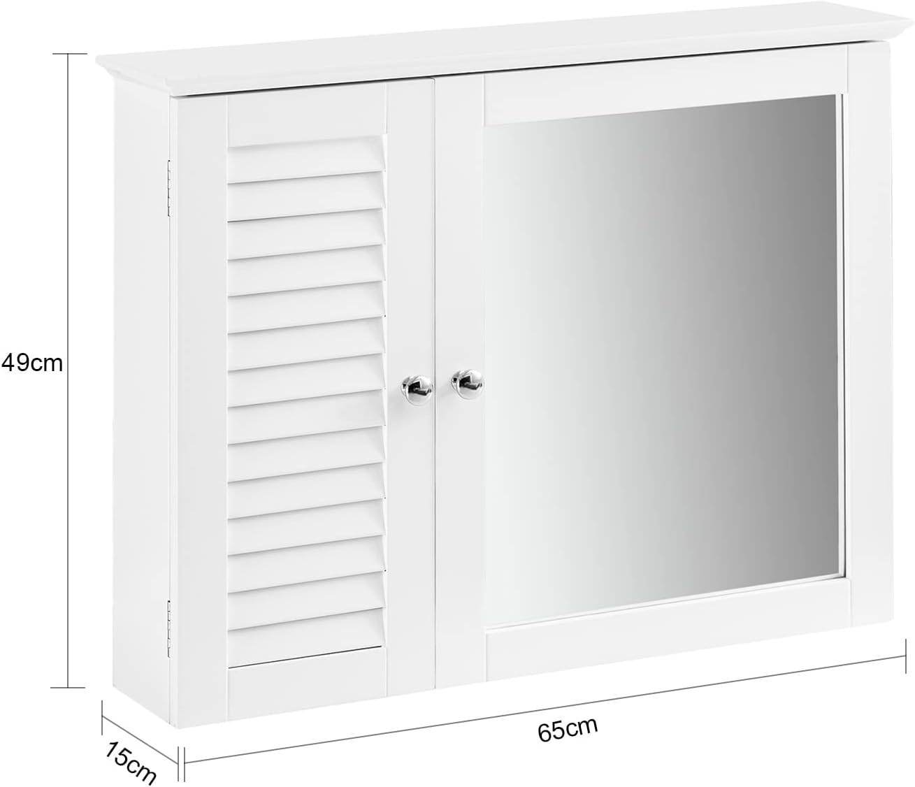 SoBuy BZR55-W, Bathroom Wall Mirror Cabinet, Wall Mounted Bathroom Storage Cabinet Unit,White