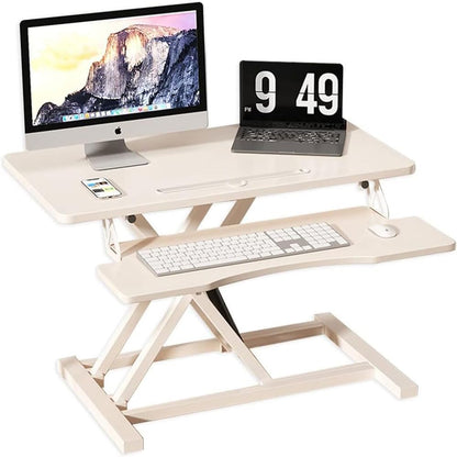 COOLBABY Standing Desk Converter-32-inch Height Adjustable,Removable Desk Workbench,Hydraulic Spring Assist,Free Adjustment Height,Sit or Stand,Black