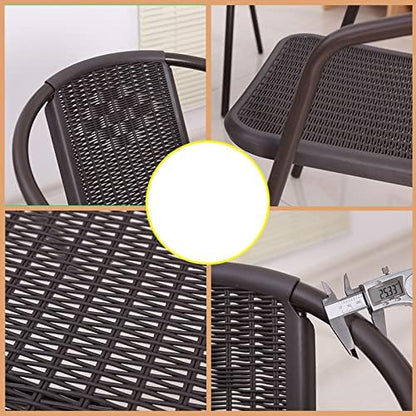 Maple Home Decoration Patio Table Chair Set Wicker Rattan Furniture Outdoor Garden Balcony Poolside (2 Chairs + 1 Table)