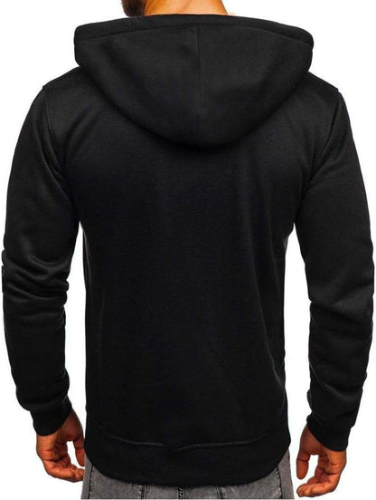 Men'S Casual Zipper Hoodies Sweatshirts Male Black Green Solid Color Hooded Outerwear Tops S-2Xl