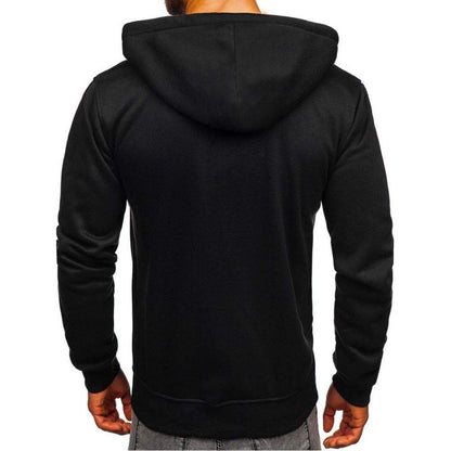 Men'S Casual Zipper Hoodies Sweatshirts Male Black Green Solid Color Hooded Outerwear Tops S-2Xl