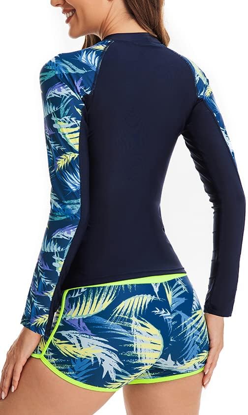 CCAKXCJJ Womens Two Piece Rash Guard Long Sleeve Swimsuit UV UPF 50+ Zipper Athletic Swimwear Sports Surfing Bathing Suit