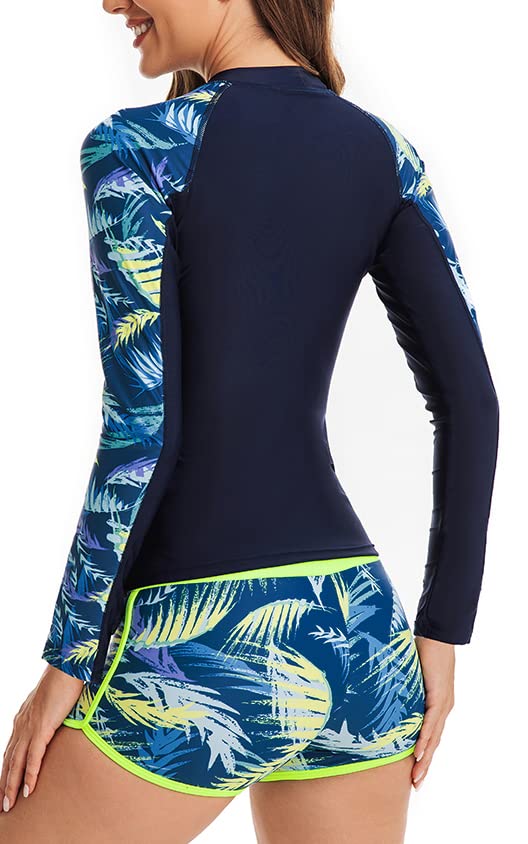 CCAKXCJJ Womens Two Piece Rash Guard Long Sleeve Swimsuit UV UPF 50+ Zipper Athletic Swimwear Sports Surfing Bathing Suit