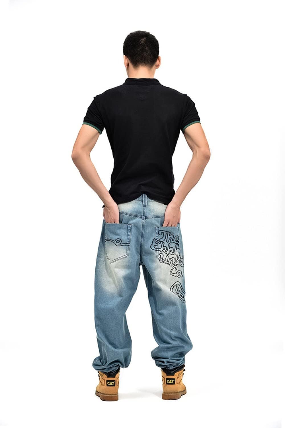 LUOBANIU Men's Vintage Hip Hop Style Baggy Jeans Denim Loose Fit Dance Skateboard Pants