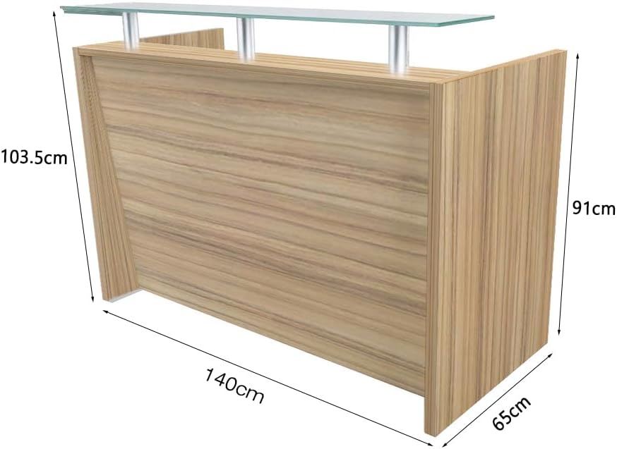 Mahmayi REC-2 Designer Reception Desk For Office Space, Front Office Desk (White-Coco Bolo)