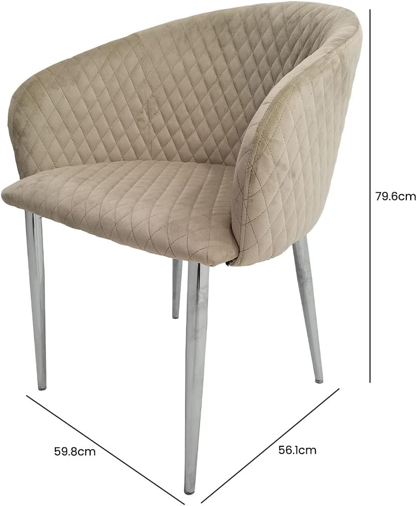 VANITY LIVING Modern Dining Chair Set of 2 with Cream Velvet Fabric, 79.6cm Armchair For Living & Dining Room Furniture, Accent Chair with Gold Metal Legs