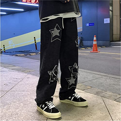 FantasyGears Y2k Jeans Men Grunge Hip Hop Baggy Pants Straight Leg Graphic Denim Joggers Loose Goth Trousers Streetwear