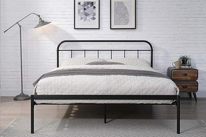 SKY-TOUCH Classic Metal Platform Bed Frame Mattress Foundation with Heavy Duty Metal Platform,Iron-Art Headboard/Footboard/Under Bed Storage/No Box Spring Needed/Black 1.5 * 1.9m