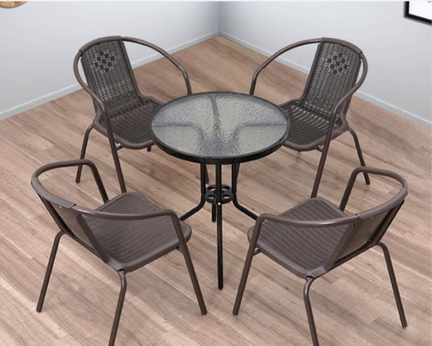 Vital Garden Dining Set 5 Piece Outdoor Furniture Patio Dining Table and Chair Balcony Dinner Table Dinner Chair Poly Rattan Anthracite & Grey