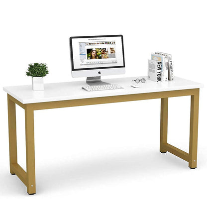 Tribesigns Computer Desk, Large Office Desk Computer Table Study Writing Desk for Home Office, Walnut + Black Leg, 63 X 23.6 inch