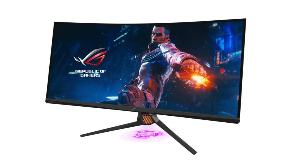 ASUS ROG Swift PG35VQ 35” Curved HDR Gaming Monitor, 200Hz, (3440 x 1440) 2ms, G-SYNC, Ultimate Eye Care, DisplayPort, HDMI, USB, Aura Sync - Black - CaveHubs