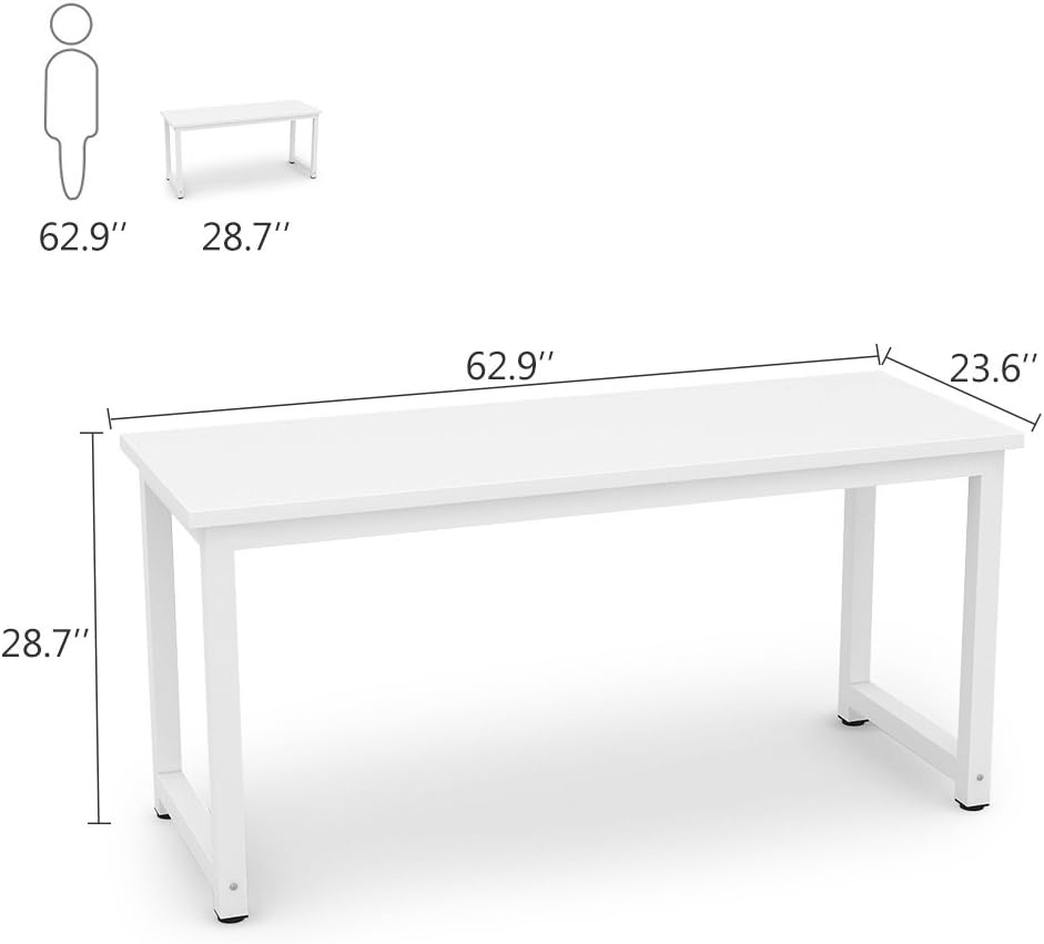 Tribesigns Computer Desk, Large Office Desk Computer Table Study Writing Desk for Home Office, Walnut + Black Leg, 63 X 23.6 inch