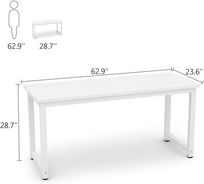 Tribesigns Computer Desk, Large Office Desk Computer Table Study Writing Desk for Home Office, Walnut + Black Leg, 63 X 23.6 inch