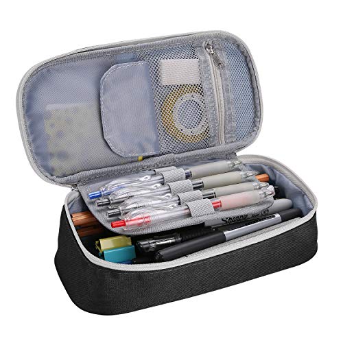 ProCase Pencil Bag Pen Case, Big Capacity Students Stationery Pouch Holder Desk Organizer with Zipper for Pens Pencils Highlighters Gel Pen Markers School Supplies Students Office Clerks