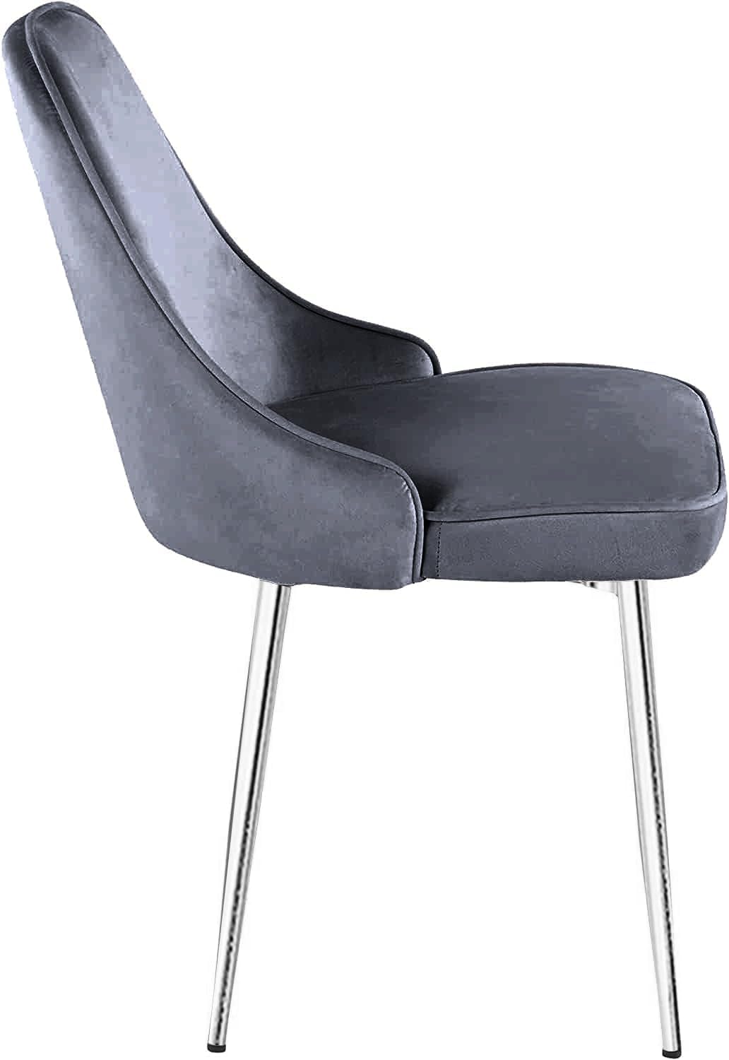 Dining Room Chairs Living Room Silver Legs Chair Velvet Fabric Chair For Office Visitor and Hotel Restaurant - Light Grey (Light Grey)