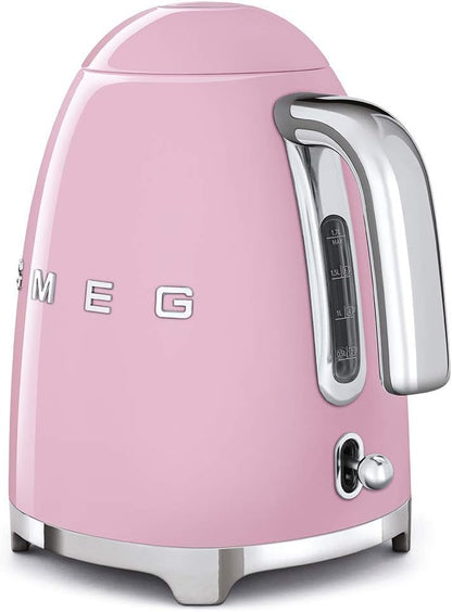 Smeg Klf03RgUK, 50'S Retro Style Kettle, 1.7 L Capacity With Water Level Indicator, 360 Swivel Base, Anti-Slip Feet, Soft Opening Lid, Stainless Steel, Rose Gold,1 Year Warranty