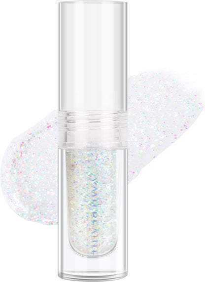 YMH BEAUTE Liquid Glitter Eyeshadow, Pigmented, Long Lasting, Quick Drying, Easy to Apply, Loose Glitter Glue for Eye Crystals Makeup (Transparent Flashing Colorful Sequins 01)