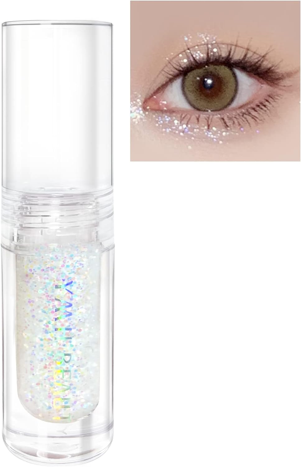 YMH BEAUTE Liquid Glitter Eyeshadow, Pigmented, Long Lasting, Quick Drying, Easy to Apply, Loose Glitter Glue for Eye Crystals Makeup (Transparent Flashing Colorful Sequins 01)