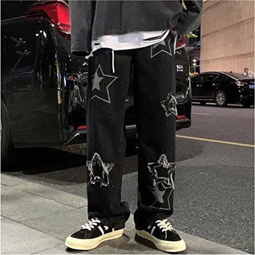 FantasyGears Y2k Jeans Men Grunge Hip Hop Baggy Pants Straight Leg Graphic Denim Joggers Loose Goth Trousers Streetwear