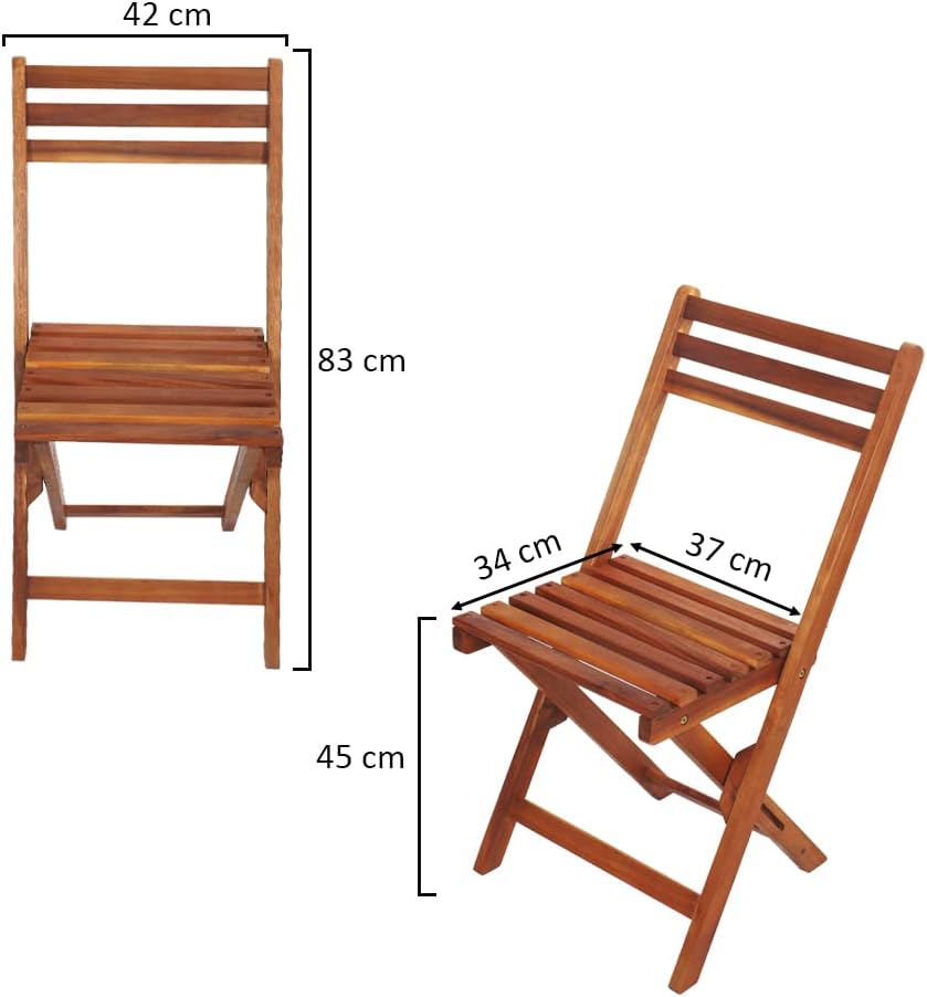 RAINTREE 7 Pcs Foldable Acacia Wood With Movable Tyres Patio Bistro Set - Outdoor Wood Chair And Table Set Dining Table Set For Garden Furniture Balcony Pool Side and Outdoor Area use