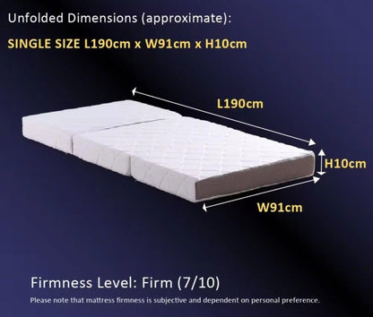 Comfy Folding Semi Medicated Portable White Singal Thick light Weight Mattress.