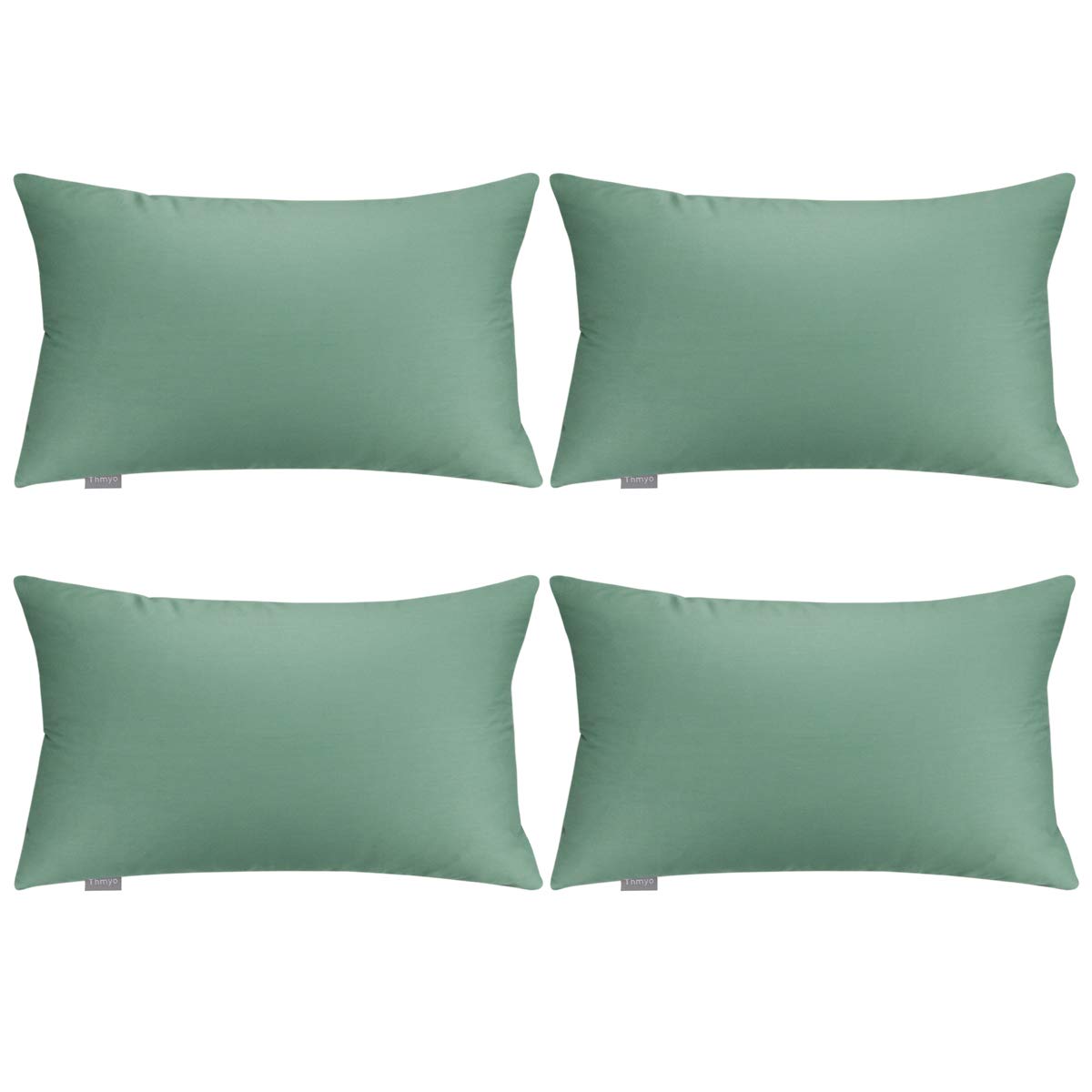 4-Pack 100% Cotton Comfortable Solid Decorative Throw Pillow Case Square Cushion Cover Pillowcase Sublimation Blank Pillow Covers(Cover Only,No Insert)(20x20inch/50x50cm, Christmas Green)