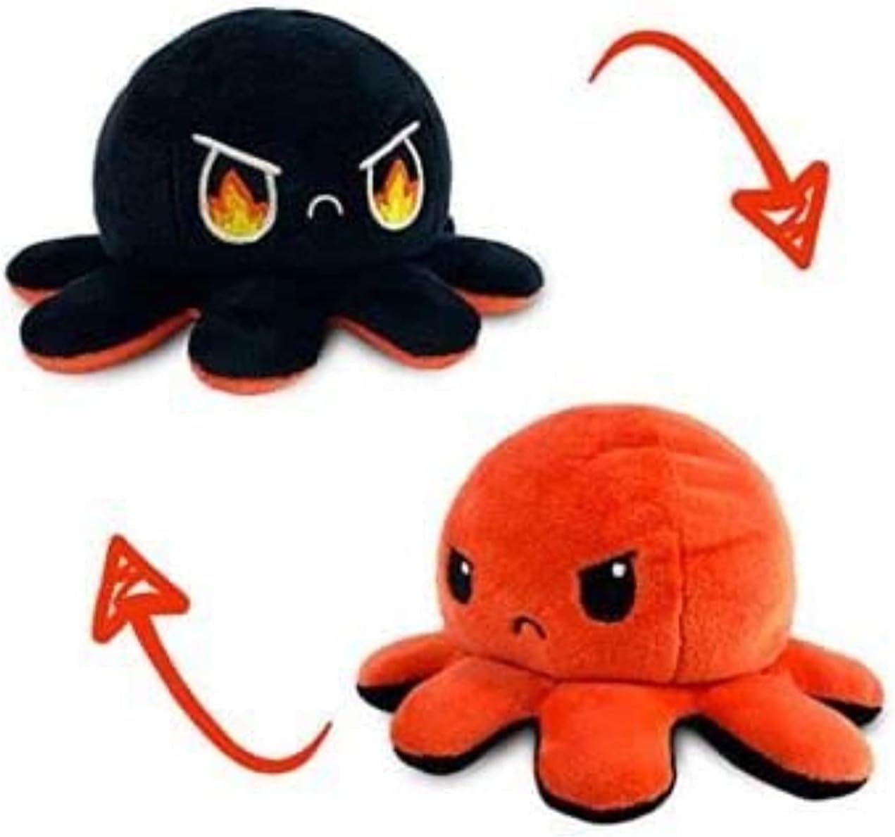 GrabMantra Reversible Octopus Plushie Soft Toys, Double-Sided Flip Stuffed Animal Mood Plush Show Your Mood Without Saying a Word, A Gift for Kids and Decorations | Happy + Angry | (Sunset + Mermaid)