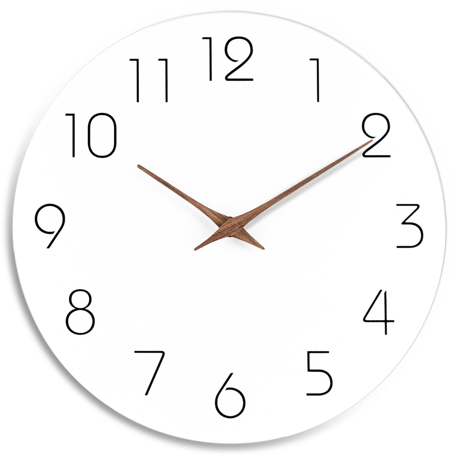 Mosewa Wall Clock 12 Inch Silent Non Ticking Wood Wall Clocks Battery Operated - Wooden White Modern Office Simple Minimalist Clock Decorative for Kitchen,Home,Bathroom,Living Room(12" White)