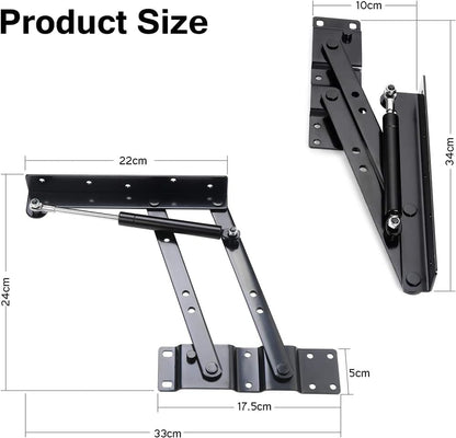 Folding Lift up Top Furniture Hinge, Azonee 1 Pair 50kg/100LB Coffee Table Spring Hinge, Adjustable Table Top Lifting Frame, Spring Standing Desk Frame, for Coffee Table Furniture Accessories