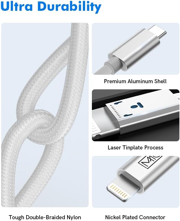 MMG USB C lightning Cable 2-Meter, Fast iPhone Charging Cable for iPhone 14/14 Pro/14 Plus/14 Pro Max, iPad Pro, iPhone 8-13 Series (Non-Braided)