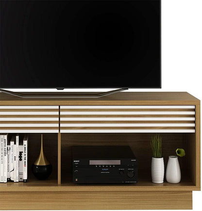 Danube Home Dino TV Cabinet For Up To 65 Inches TV I Entertainment Modern Design Wall Unit Furniture I Wooden TV Stand For Living Room, Bedroom | TV Rack L150xW36.3xH59.1 cm - Natural/Off White