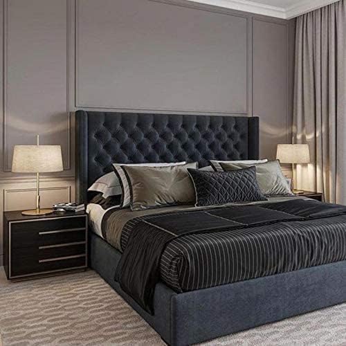 AVON FURNITURE FACTORY (LLC) Avon Super King Size Bed with mattress in Black Velvet - 200 x 200