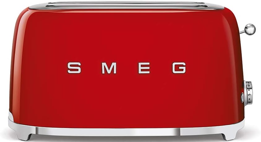 Smeg TSF02CRUK, 50's Retro Style 4 Slice Toaster,6 Browning Levels,2 Extra Wide Bread Slots, Defrost and Reheat Functions, Removable Crumb Tray, Cream, 1 Year Warranty