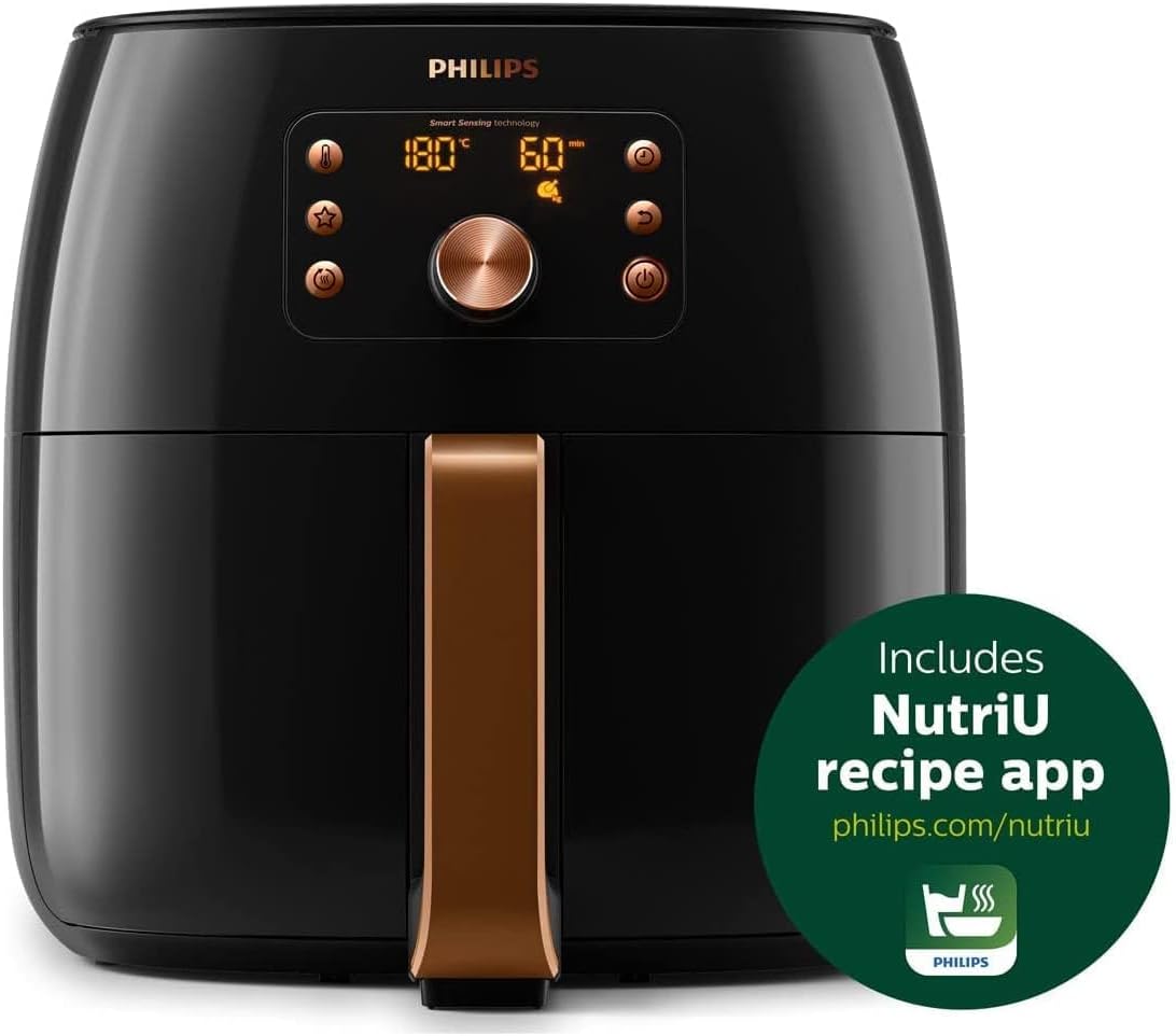 Philips XXL Airfryer - 2225W, 7.3L, 1.4KGs, Smart Sensing Technology, Rapid Air Technology, Black/Copper - HD9863/91