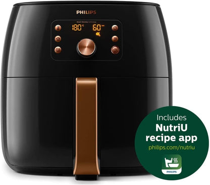 Philips XXL Airfryer - 2225W, 7.3L, 1.4KGs, Smart Sensing Technology, Rapid Air Technology, Black/Copper - HD9863/91