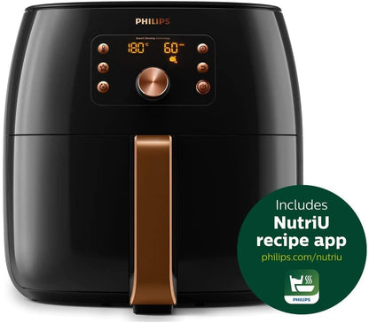 Philips XXL Airfryer - 2225W, 7.3L, 1.4KGs, Smart Sensing Technology, Rapid Air Technology, Black/Copper - HD9863/91