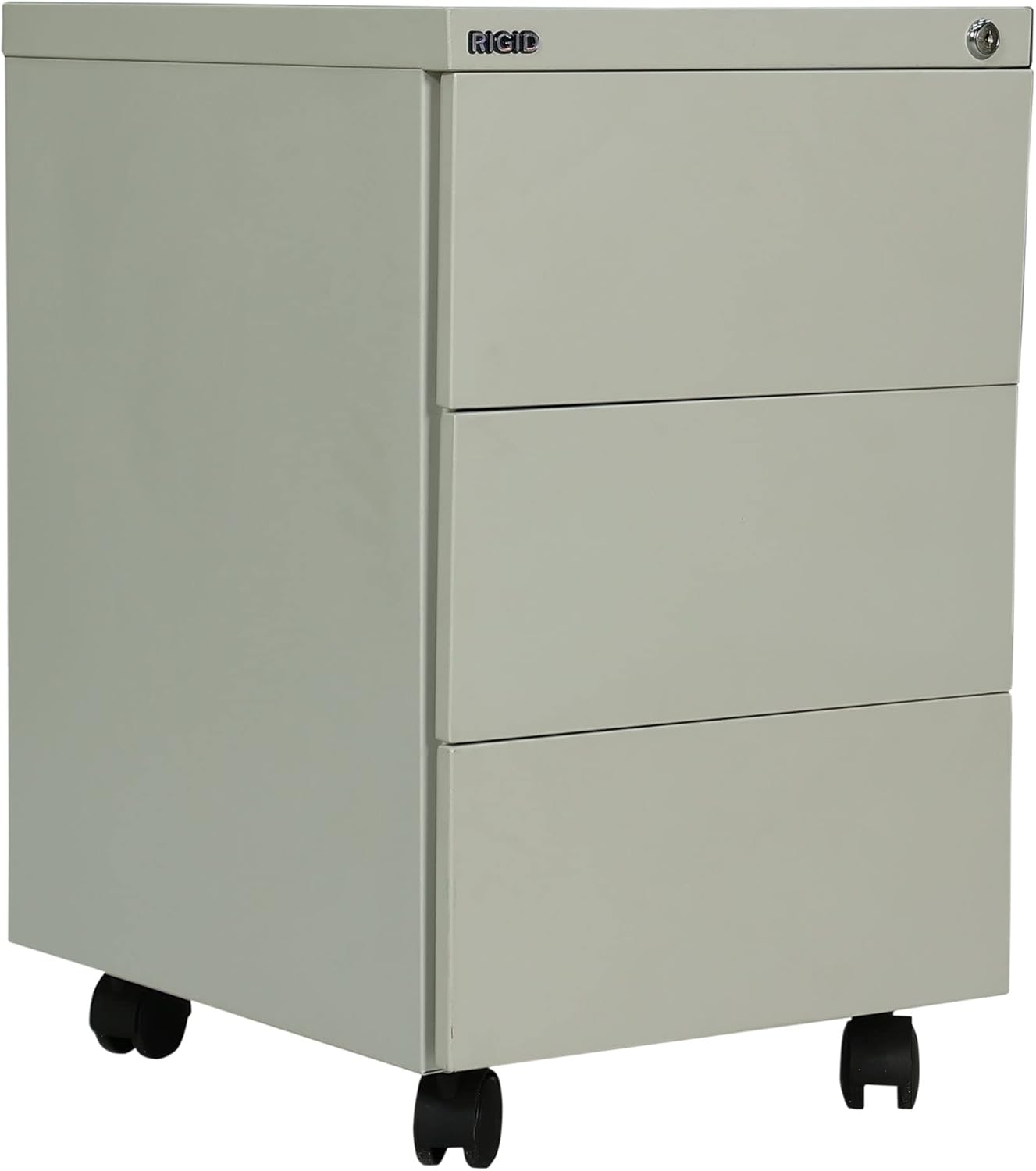 RIGID Steel Mobile Pedestal 3 Drawer Storage Unit Modern & Sleek Office Furniture (Grey)